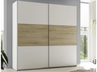 Šatní skříň Kiara 215 cm, bílá/dub baysen