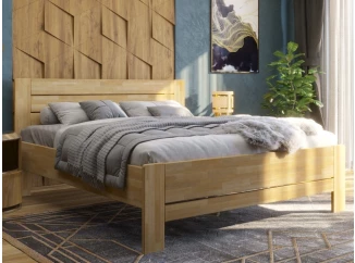 Manželská postel Ingrid 180x200 cm, přírodní buk, roštem