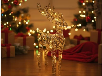 Vánoční dekorace LED sob 34 cm, zlatá