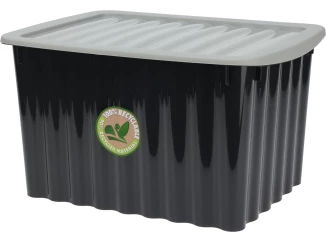 Úložný box s víkem 30x16 cm, černý, recyklovaný plast