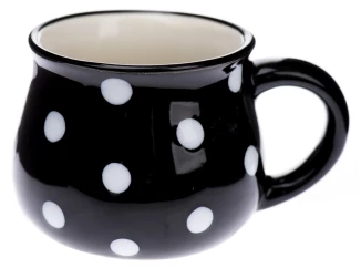 Šálek na espresso chalupářský s puntíky, 75 ml, černý