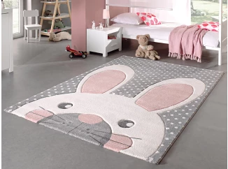 Dětský koberec Diamond Kids 120x170 cm, šedý motiv zajíček