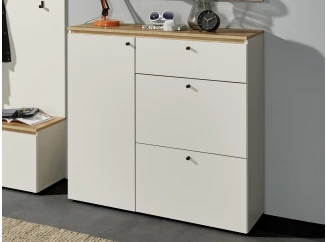 Úložná komoda/botník Lime 102 cm, béžový kašmír/dub evoke
