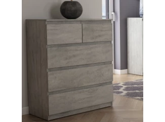 Komoda s 5 zásuvkami Carlos, šedý beton, 75 cm
