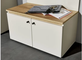 Předsíňová lavice s úložným prostorem Lime 70 cm, béžová kašmír/dub evoke