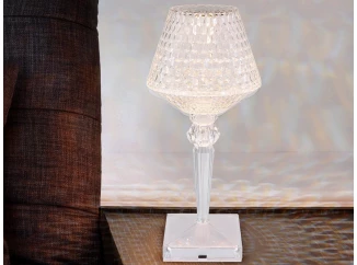 Stolní LED lampa Gixi 26 cm, imitace křišťálů