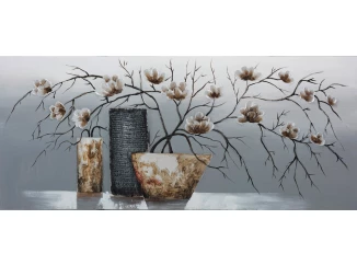Ručně malovaný obraz Dekorativní zátiší 140x60 cm, olejomalba