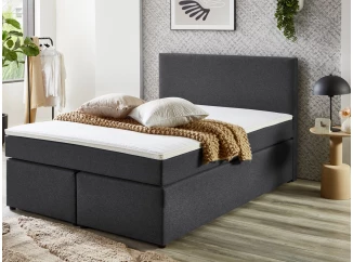 Postel boxspring Aston 140x200 cm, antracitově šedá látka