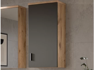 Závěsná koupelnová skříňka Grado, dub nox/šedá