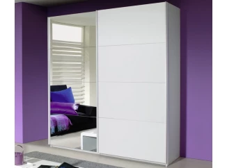 Šatní skříň Quadra, 181 cm, bílá/zrcadlo