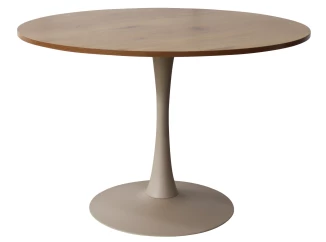 Kulatý jídelní stůl Ronduel, 110 cm, béžový kašmír/dub
