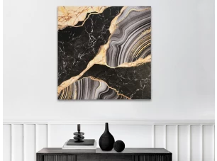 Obraz na plátně Černozlatá abstrakce, 80x80 cm