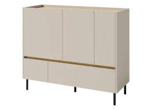 Komoda se zásuvkami Lucky, 120 cm, pískově béžová/olejovaný dub