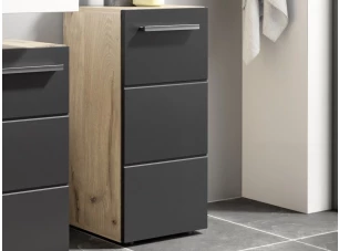 Koupelnová stojací skříňka Vista 34 cm, dub viking/černá