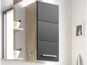 Závěsná koupelnová skříňka Vista 34 cm, dub viking/černá