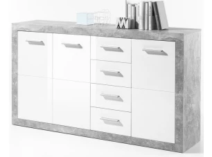 Komoda Stone 152 cm, beton/bílá