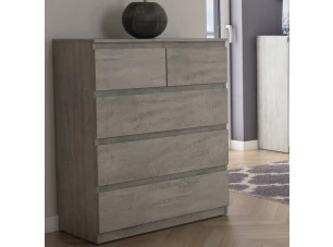 Komoda s 5 zásuvkami Carlos, šedý beton, 75 cm