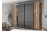 Šatní skříň Sarnia, 312 cm, srubová prkna/tmavý beton