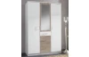 Šatní skříň se zrcadlem Click, 135 cm, bílá/dub sonoma