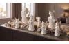 Dekorační soška (mix) Anděl s hudebním nástrojem, bílý porcelán